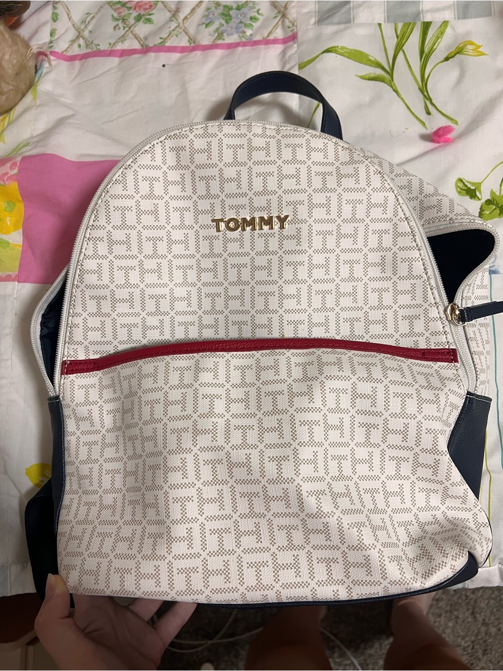 Tommy Hilfiger Navy Interior Backpack with Red Trim